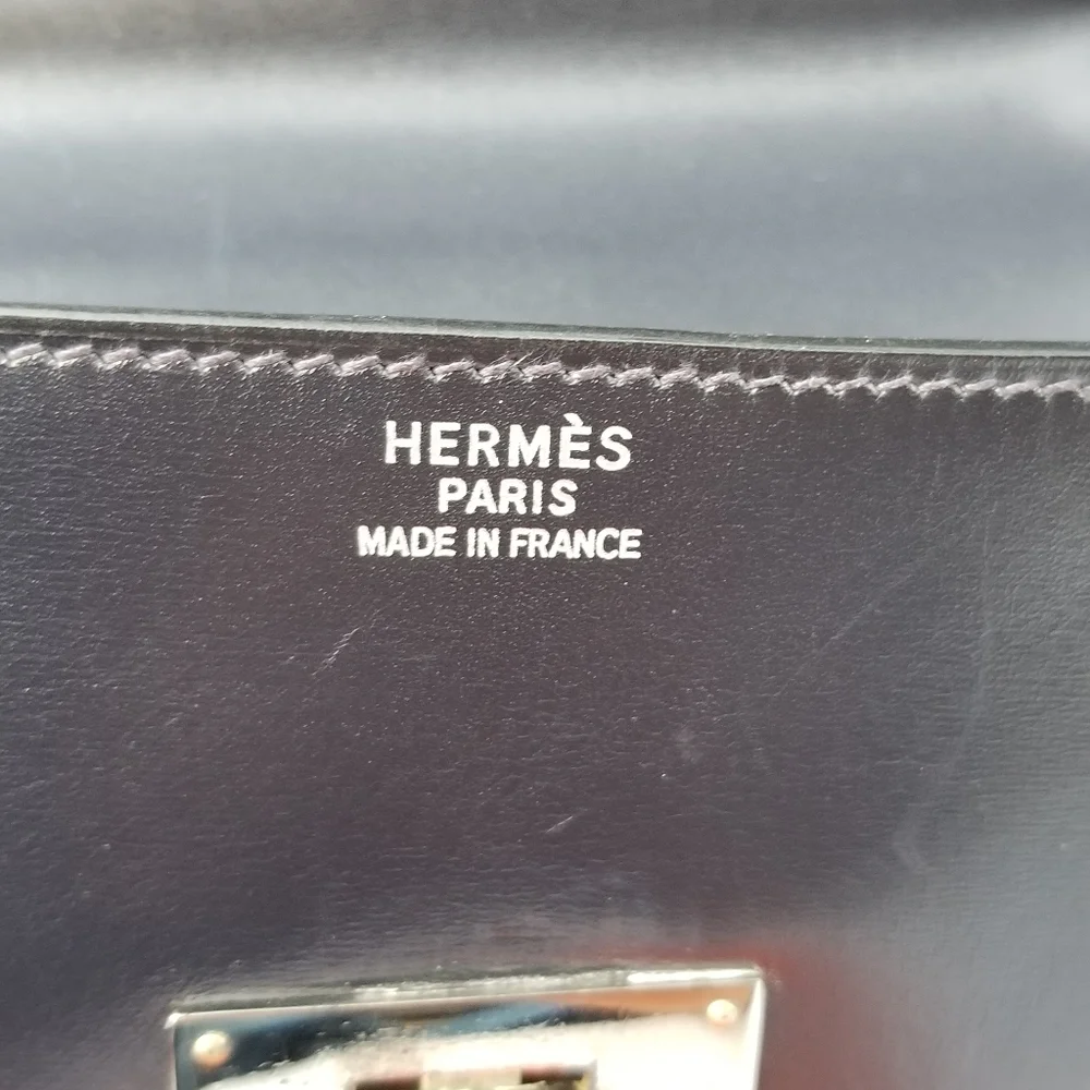 Hermès Paris Sac à dépêches briefcase in dark Navy box leather Vintage